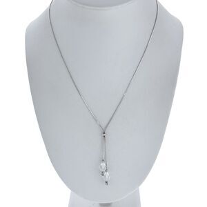 Vintage Italian Dyadema Sterling Silver 925 Crystal Dangle Necklace 17"